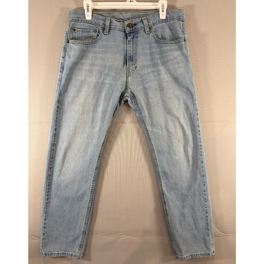Levis 505 Regular Fit Straight Leg Light Wash Denim Jeans Mens 32x30